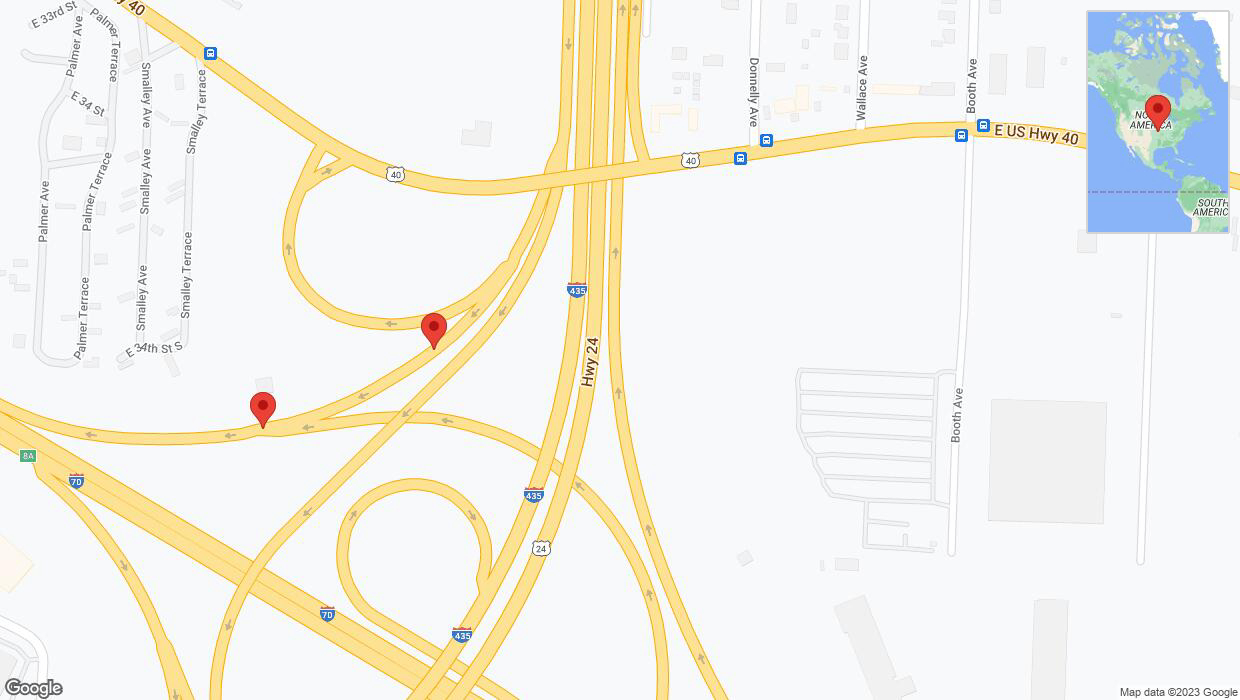 A detailed map that shows the affected road due to 'Broken down vehicle in Kansas City' on October 14th at 9:40 p.m.