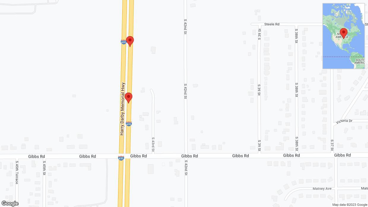 A detailed map that shows the affected road due to 'Broken down vehicle on northbound I-635 in Kansas City' on October 14th at 11:22 p.m.