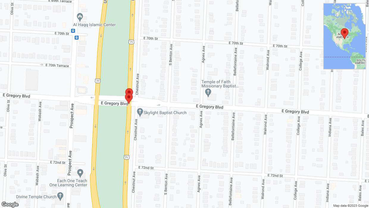 A detailed map that shows the affected road due to 'Crash report: US-71 North' on October 14th at 11:46 p.m.