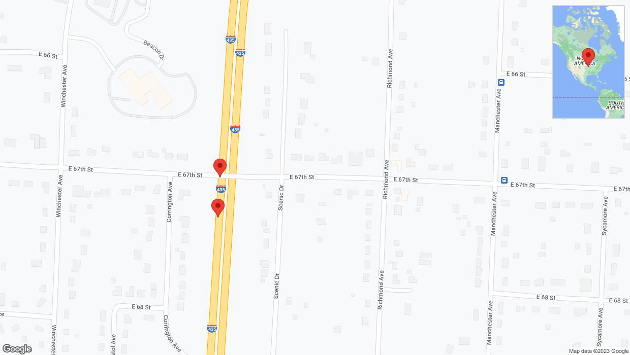 A detailed map that shows the affected road due to 'Broken down vehicle on southbound I-435 in Kansas City' on October 15th at 1:04 p.m.