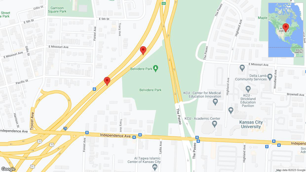 A detailed map that shows the affected road due to 'Broken down vehicle on northbound I-35 in Kansas City' on October 15th at 4:28 p.m.