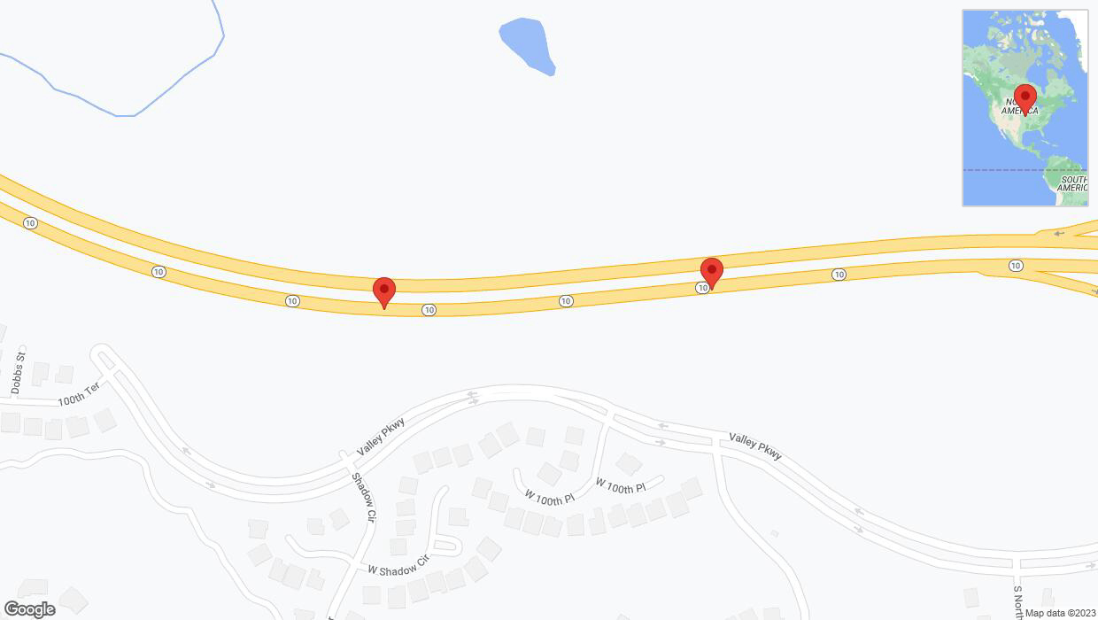 A detailed map that shows the affected road due to 'Broken down vehicle on eastbound K-10 in Lenexa' on October 15th at 5:01 p.m.