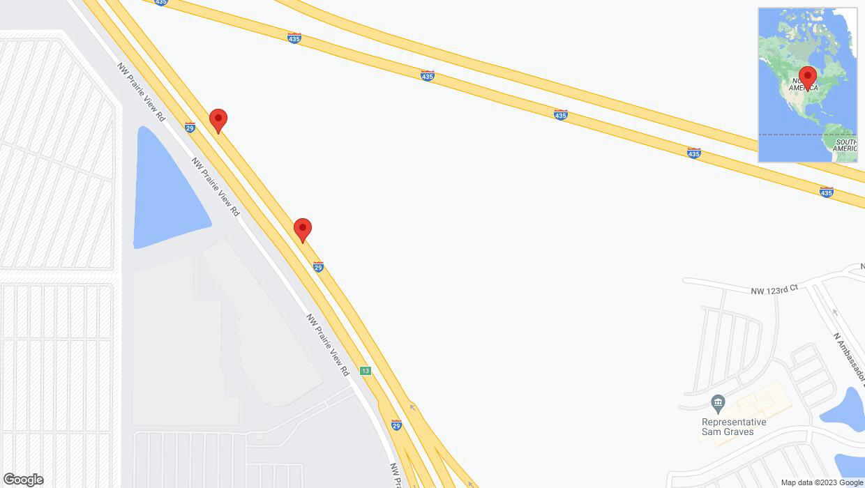 A detailed map that shows the affected road due to 'Broken down vehicle on northbound I-29 in Kansas City' on October 16th at 3:56 p.m.