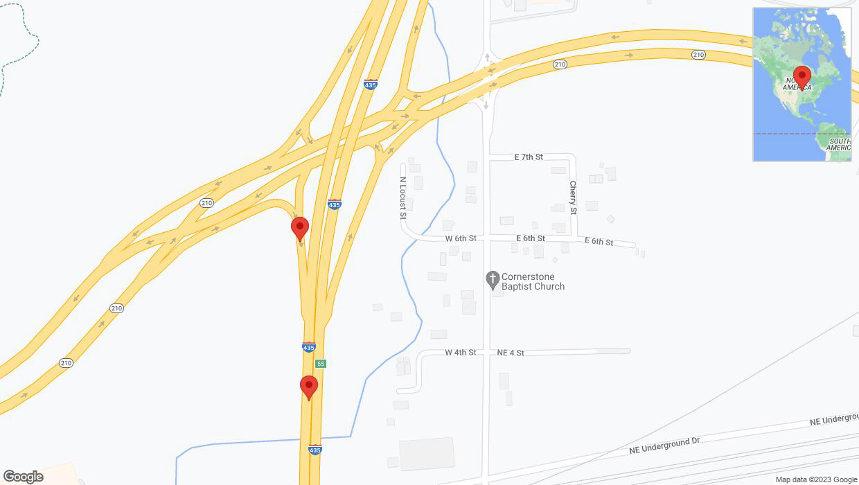 A detailed map that shows the affected road due to 'A crash has been reported on Interstate 435' on October 17th at 12:26 p.m.