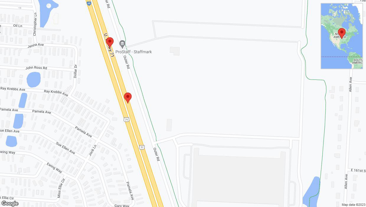 A detailed map that shows the affected road due to 'Broken down vehicle on northbound I-40/US-71 in Belton' on October 17th at 1:02 p.m.