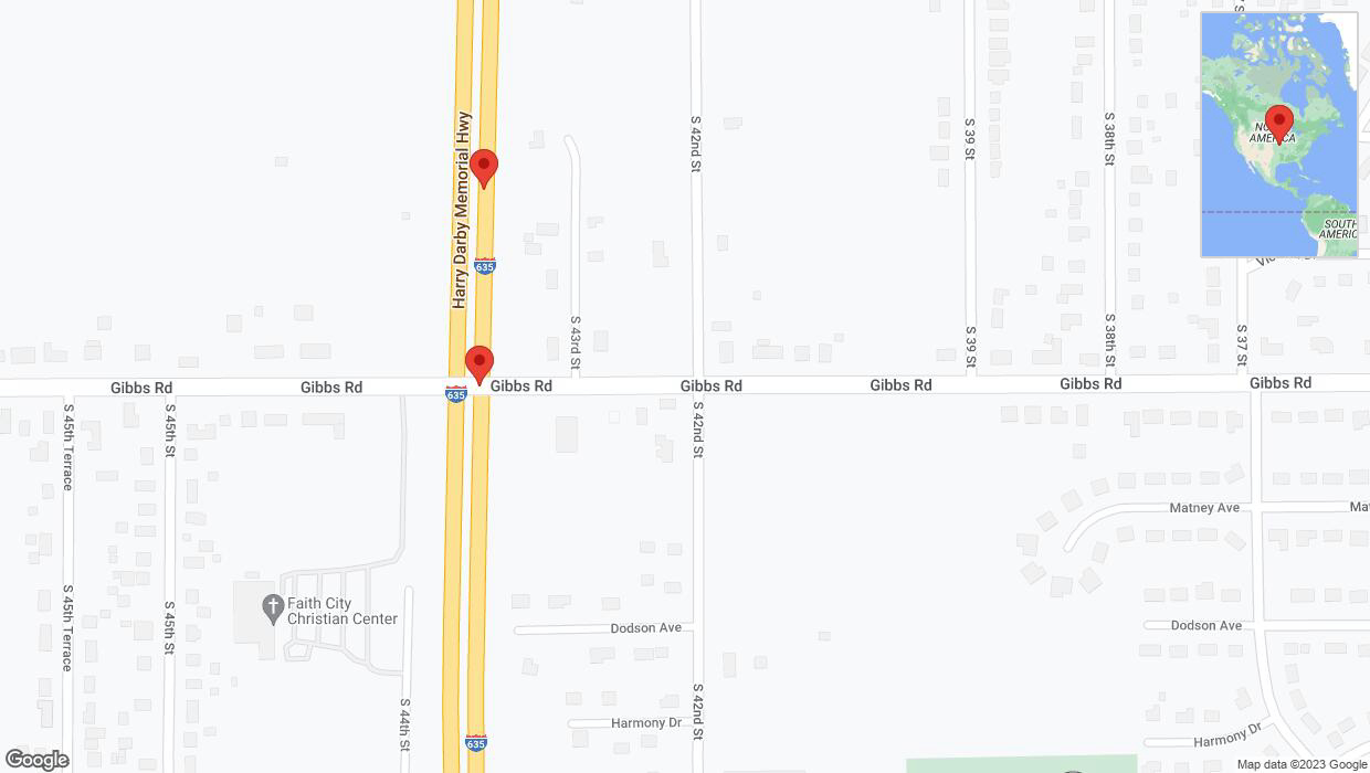 A detailed map that shows the affected road due to 'Broken down vehicle on northbound I-635 in Kansas City' on October 17th at 7:02 p.m.