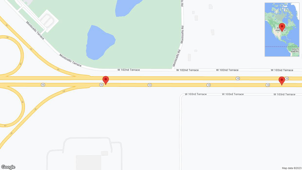 A detailed map that shows the affected road due to 'Reports of a crash on eastbound K-10' on October 17th at 5 p.m.