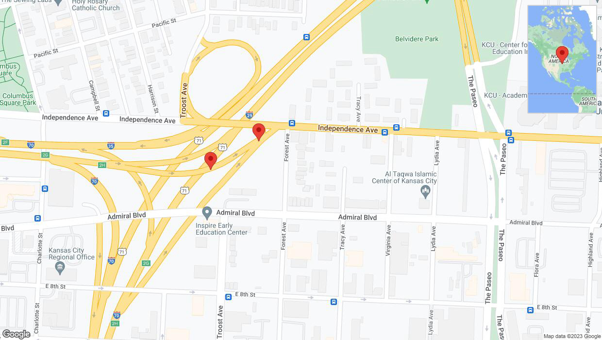 A detailed map that shows the affected road due to 'Broken down vehicle on eastbound US-24 East in Kansas City' on October 17th at 5:32 p.m.