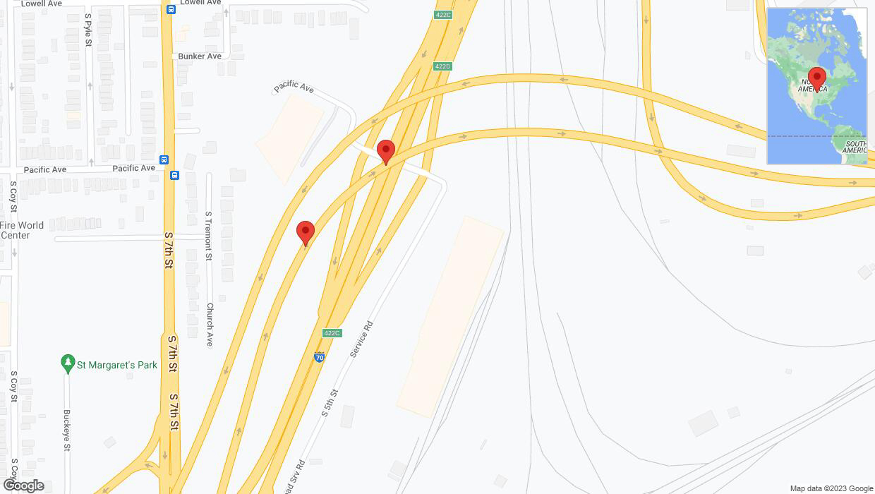 A detailed map that shows the affected road due to 'Broken down vehicle on eastbound I-670 in Kansas City' on October 17th at 7:44 p.m.