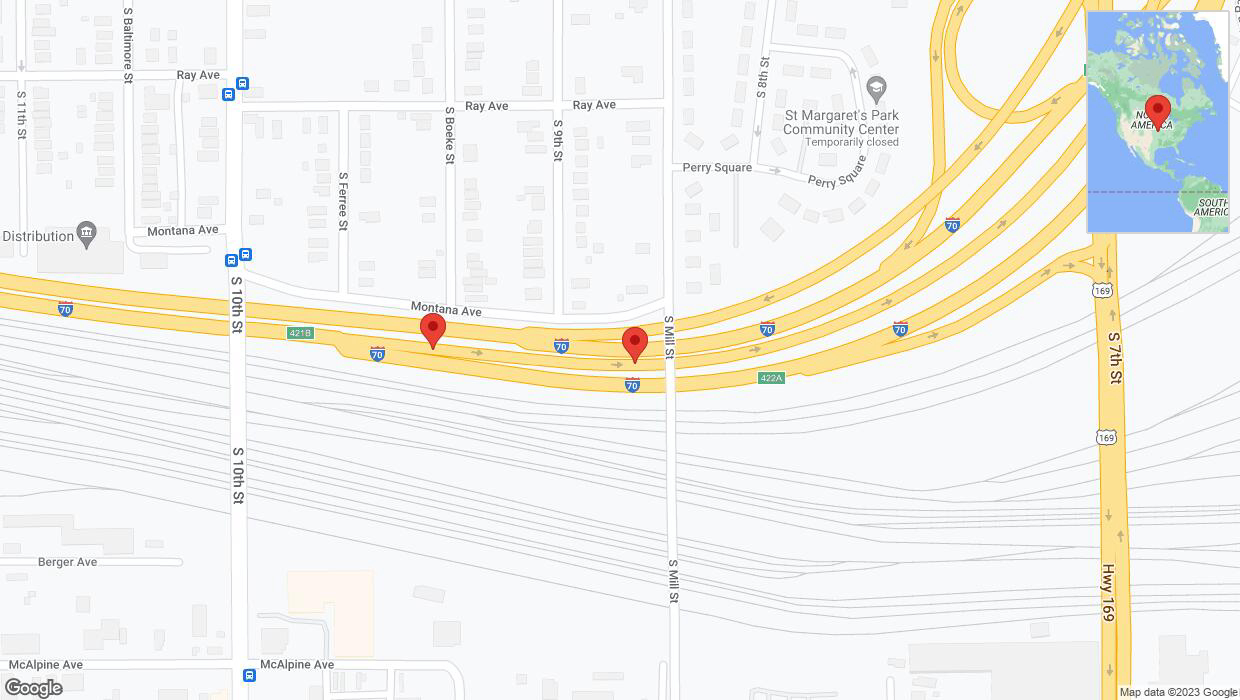A detailed map that shows the affected road due to 'Broken down vehicle on eastbound I-670 East in Kansas City' on October 18th at 2:27 p.m.