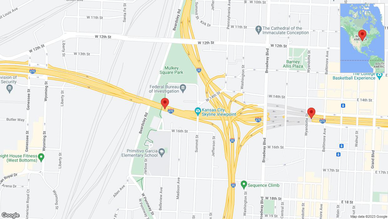 A detailed map that shows the affected road due to 'I-670: tunnel closed eastbound between Wyoming Street/Genesee St/Exit 1B (WB) and I-35/Exit 2T' on October 17th at 8:39 p.m.