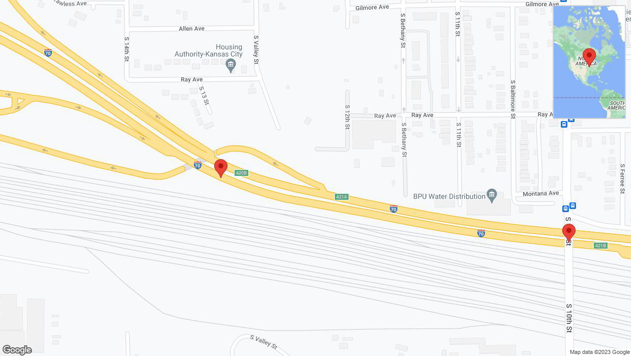 A detailed map that shows the affected road due to 'Broken down vehicle on eastbound I-70 in Kansas City' on October 17th at 10:03 p.m.