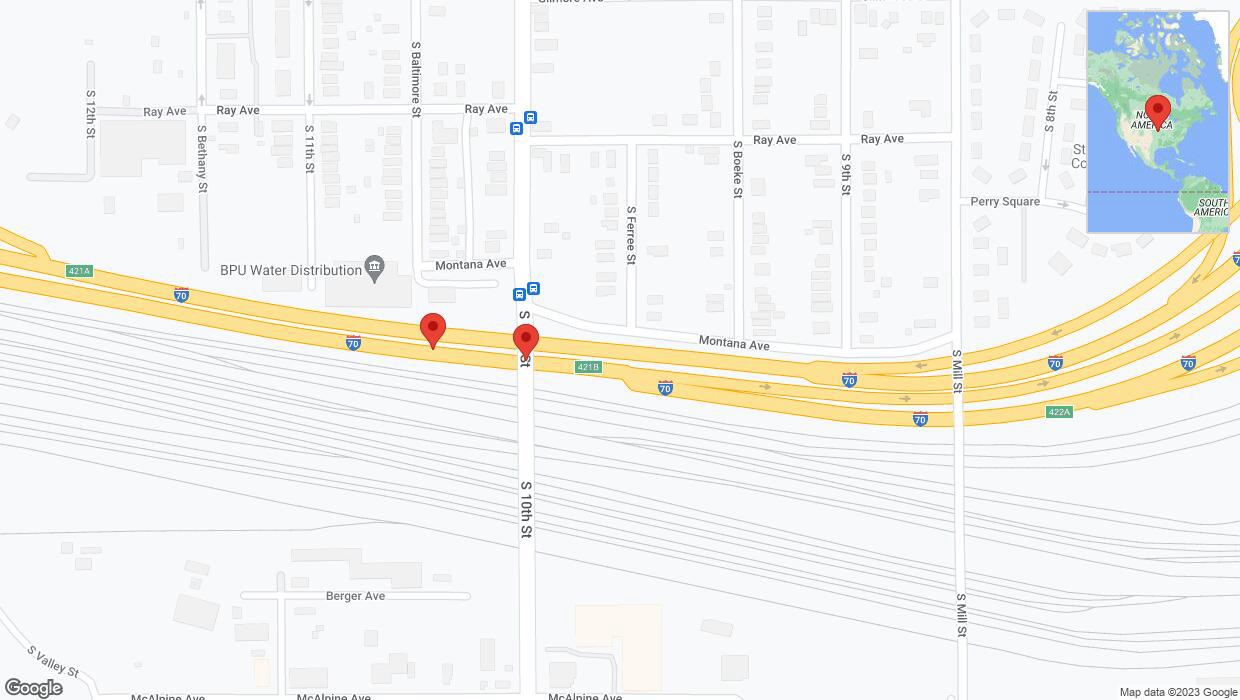 A detailed map that shows the affected road due to 'Broken down vehicle on eastbound I-70 in Kansas City' on October 17th at 10:09 p.m.