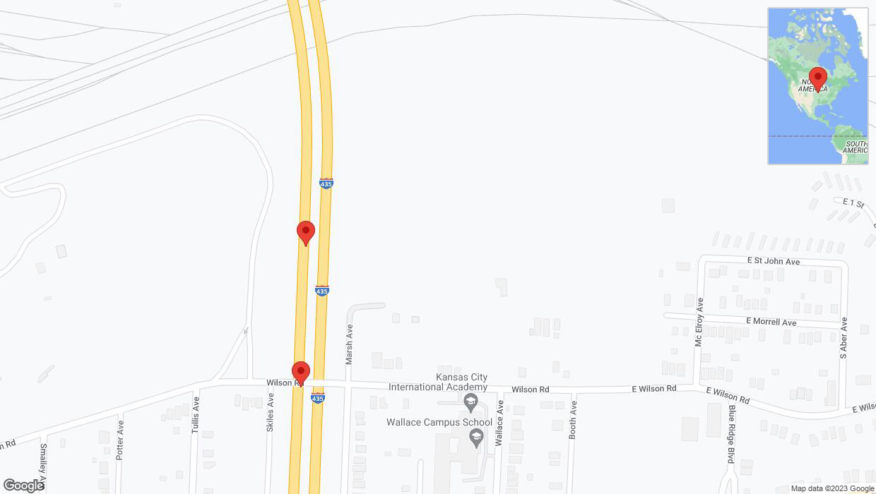 A detailed map that shows the affected road due to 'Broken down vehicle on southbound I-435 in Kansas City' on October 18th at 12:15 p.m.