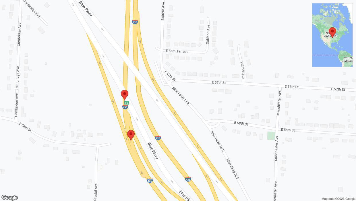 A detailed map that shows the affected road due to 'Warning: Crash on southbound I-435 in Kansas City' on October 18th at 4:27 p.m.