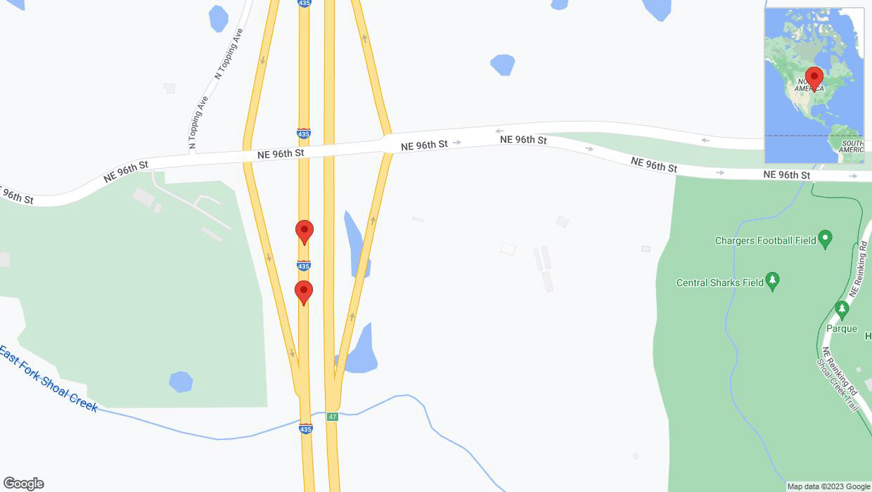 A detailed map that shows the affected road due to 'Broken down vehicle on southbound I-435 in Kansas City' on October 18th at 6:27 p.m.