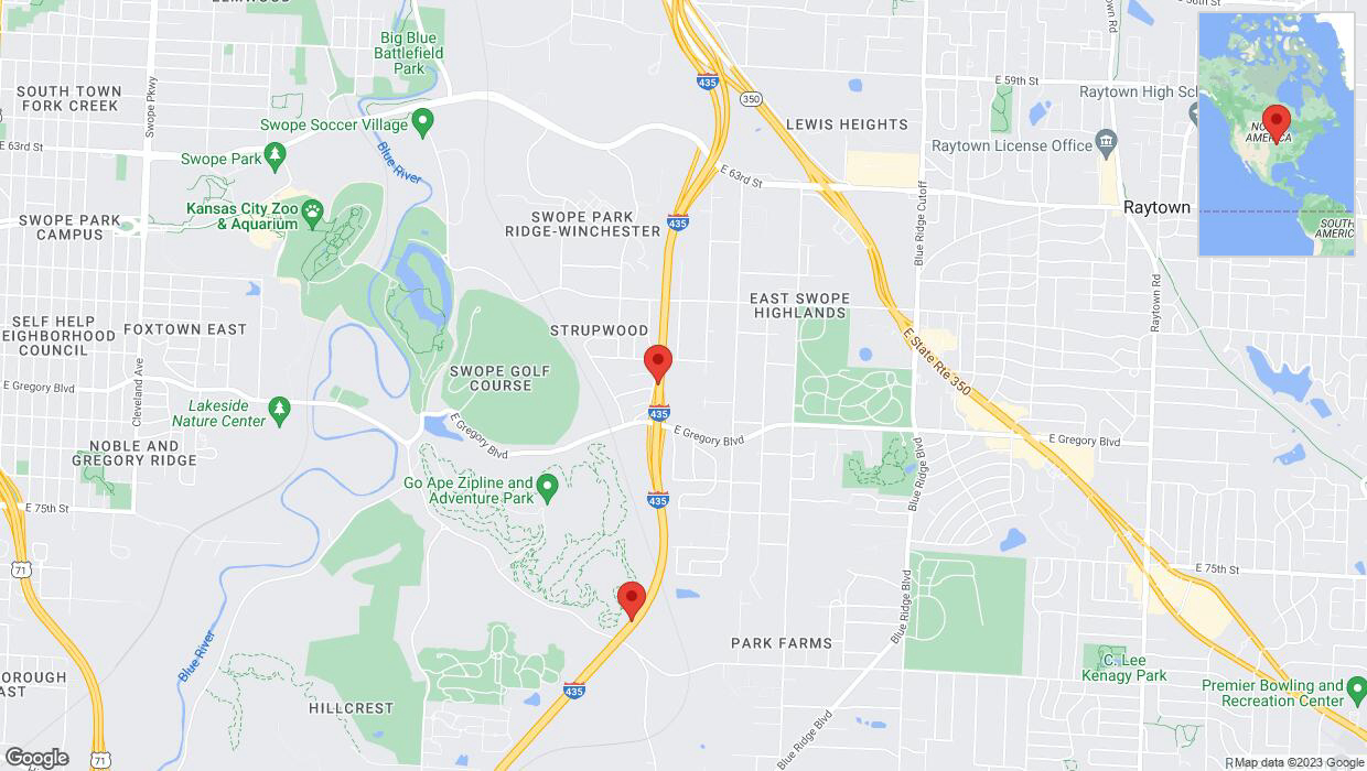 A detailed map that shows the affected road due to 'A crash has been reported on southbound I-435' on October 18th at 7:57 p.m.