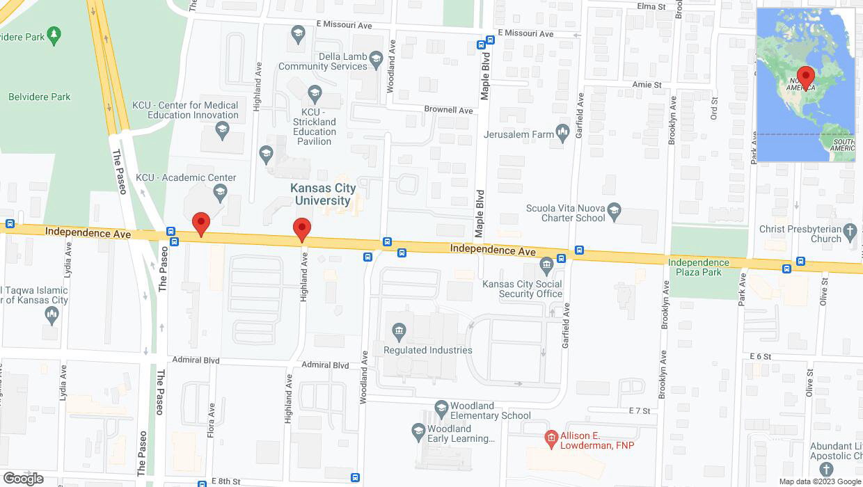 A detailed map that shows the affected road due to 'Kansas City: Independence Avenue/US-24 temporarily closed' on October 18th at 9:09 p.m.