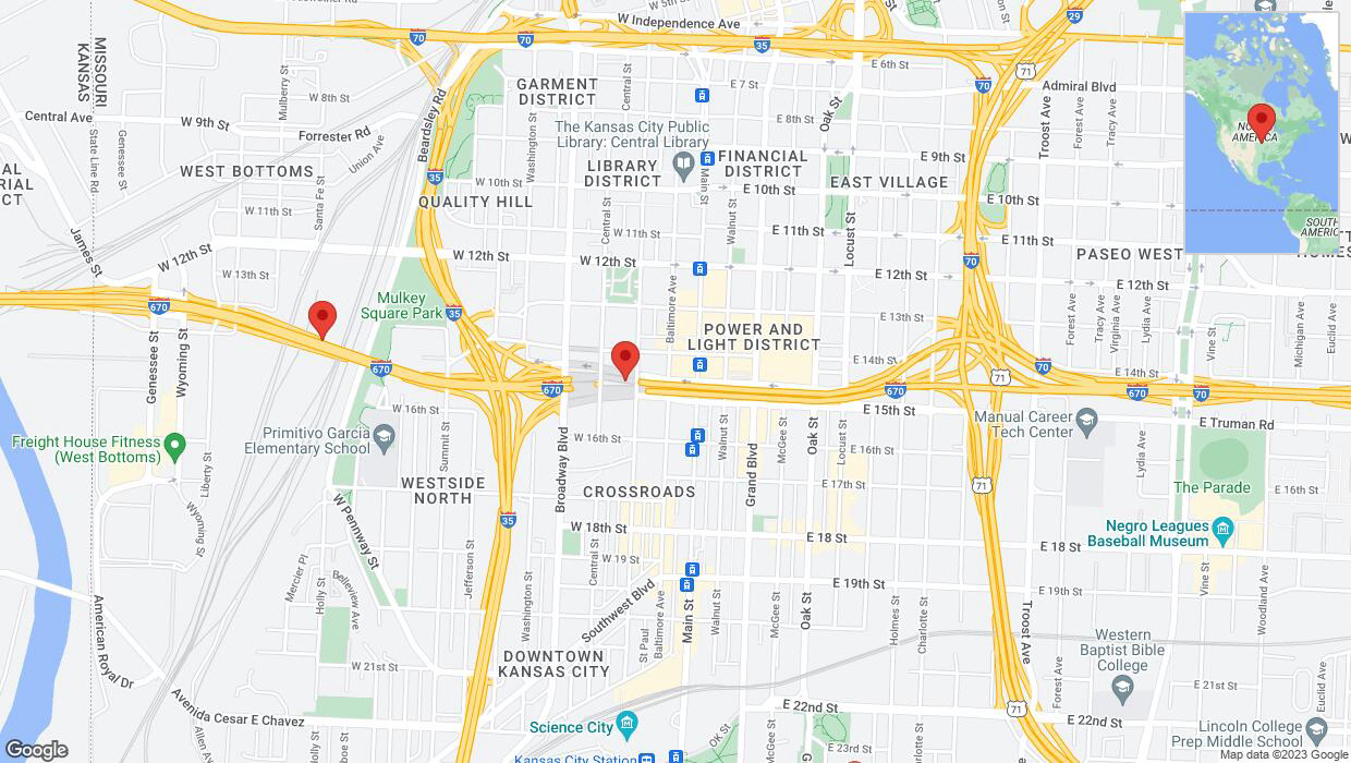 A detailed map that shows the affected road due to 'I-670 closed in Kansas City' on October 18th at 10:51 p.m.
