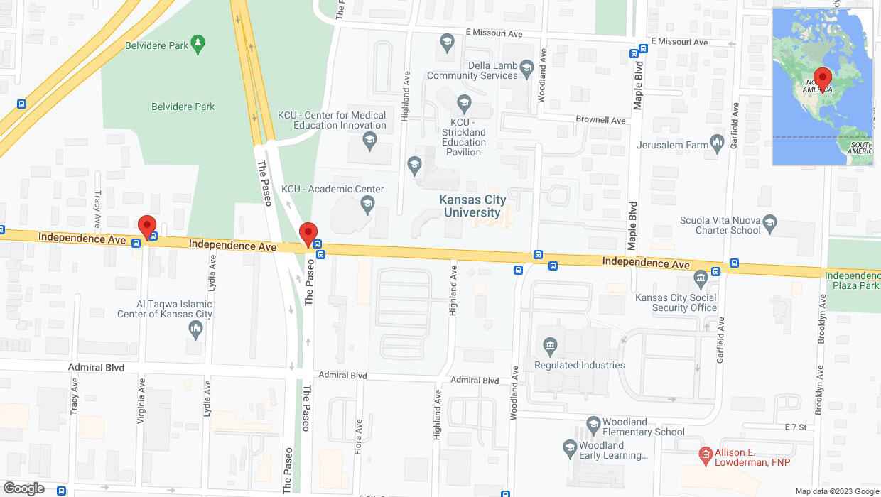 A detailed map that shows the affected road due to 'Independence Avenue/US-24 closed in Kansas City' on October 18th at 11:03 p.m.