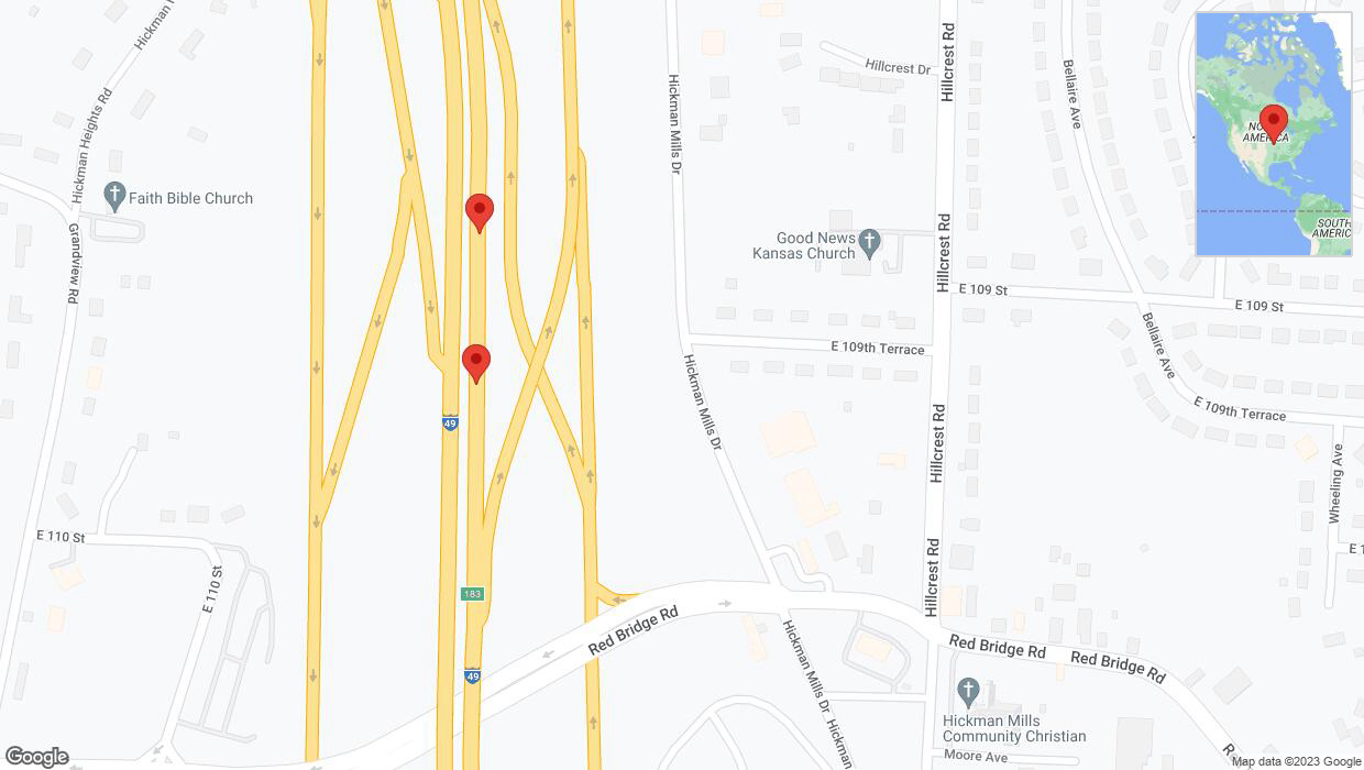 A detailed map that shows the affected road due to 'Broken down vehicle on northbound I-40/US-71 in Kansas City' on October 19th at 1:50 p.m.