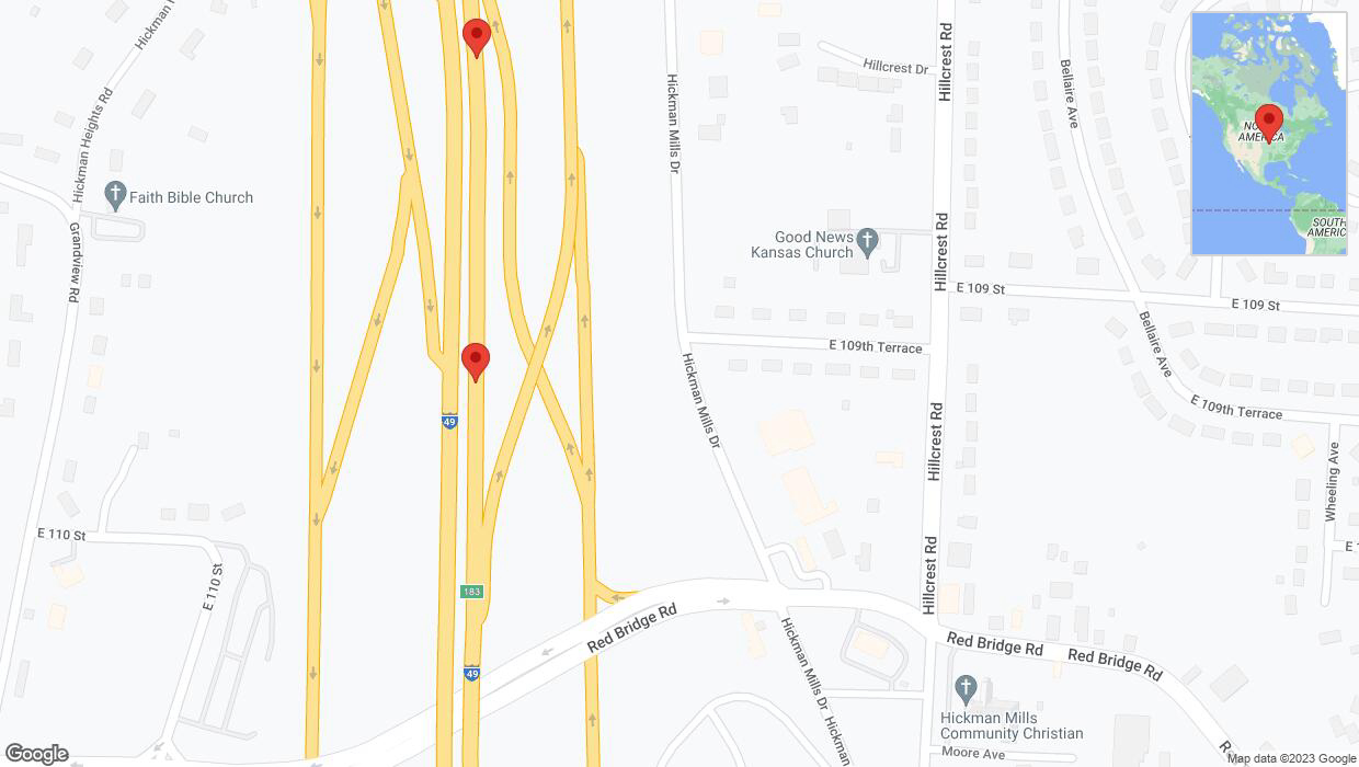 A detailed map that shows the affected road due to 'Broken down vehicle on northbound I-40/US-71 in Kansas City' on October 19th at 1:44 p.m.