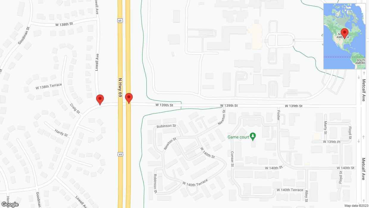 A detailed map that shows the affected road due to 'Overland Park: Robinson Street temporarily closed' on October 19th at 7:20 p.m.