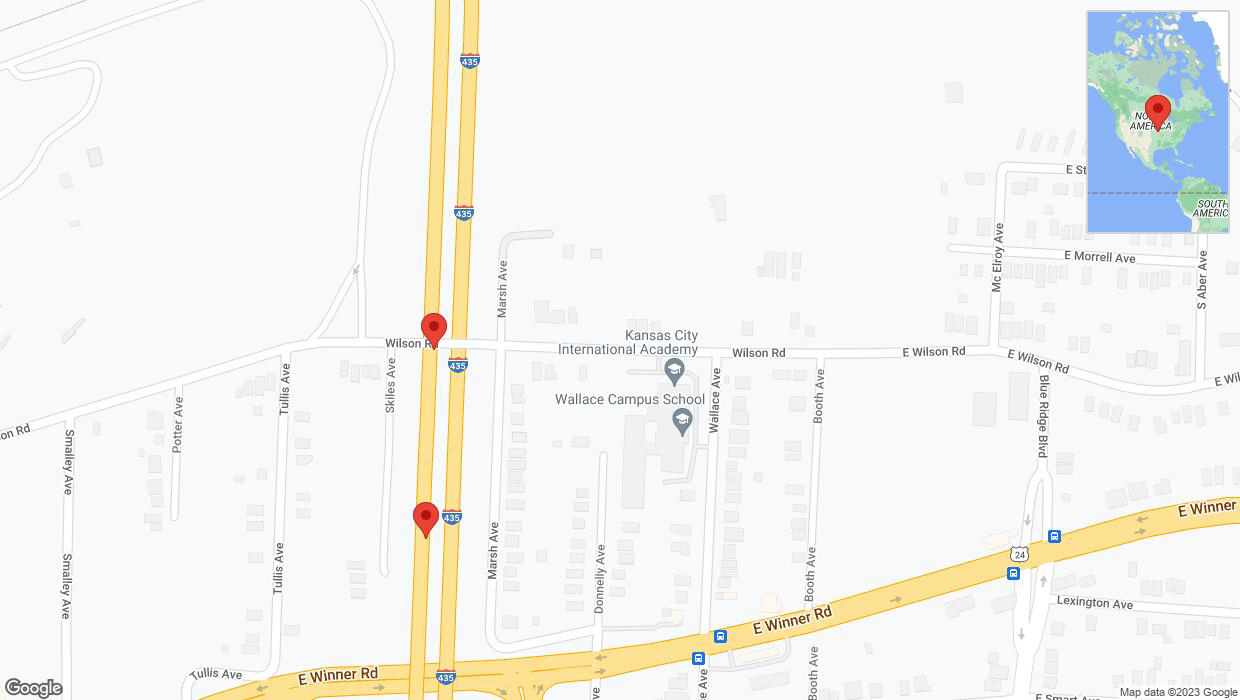 A detailed map that shows the affected road due to 'Broken down vehicle on southbound I-435 in Kansas City' on October 21st at 12:17 p.m.