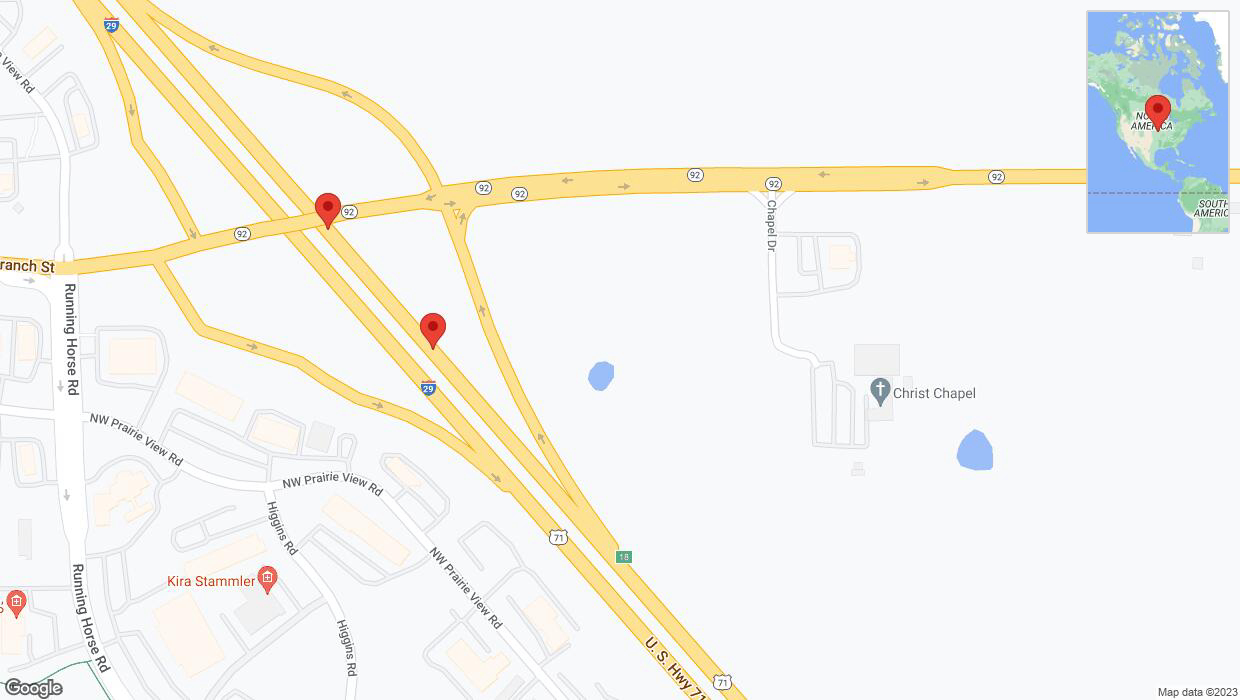 A detailed map that shows the affected road due to 'Broken down vehicle on northbound I-29 in Platte City' on October 20th at 1:29 p.m.