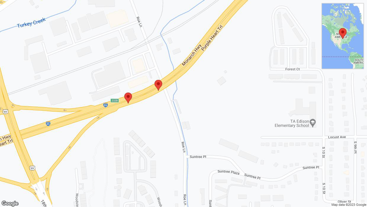 A detailed map that shows the affected road due to 'Broken down vehicle on northbound I-35 in Kansas City' on October 20th at 2:23 p.m.