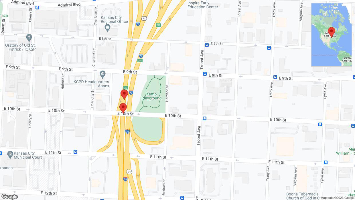 A detailed map that shows the affected road due to 'Warning in Kansas City: Crash reported on eastbound I-70' on October 20th at 5:16 p.m.