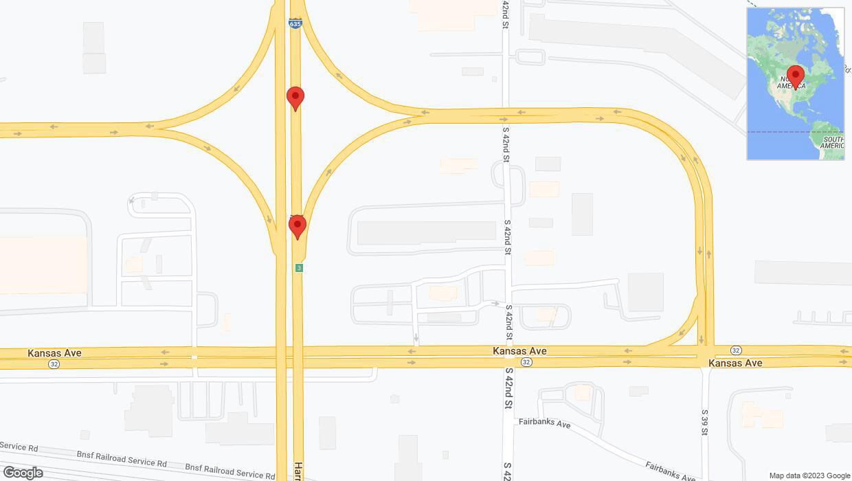 A detailed map that shows the affected road due to 'Broken down vehicle on northbound I-635 in Kansas City' on October 20th at 6:16 p.m.