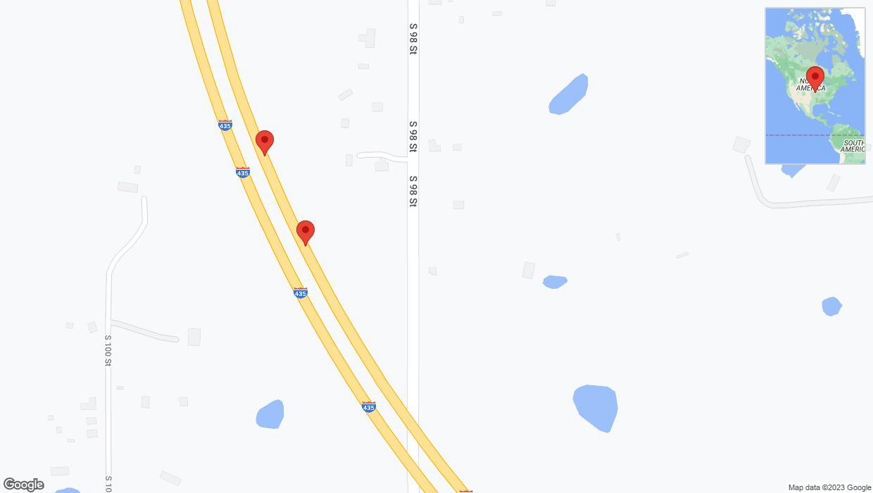 A detailed map that shows the affected road due to 'Broken down vehicle on northbound I-435 in Edwardsville' on October 20th at 8:16 p.m.