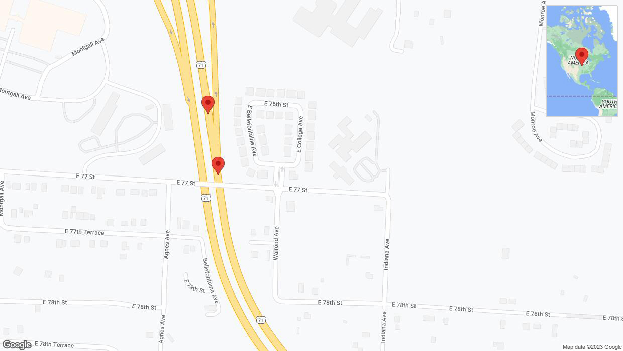 A detailed map that shows the affected road due to 'Broken down vehicle on northbound I-40/US-71 in Kansas City' on October 20th at 7:16 p.m.