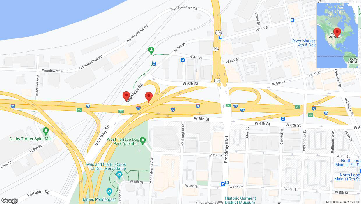 A detailed map that shows the affected road due to 'Kansas City: West 6th Street closed' on October 20th at 8:52 p.m.