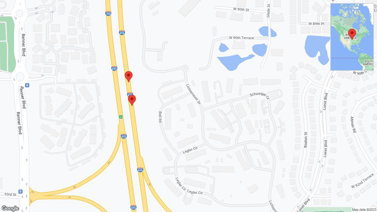 A detailed map that shows the affected road due to 'Broken down vehicle on northbound I-435 in Lenexa' on October 20th at 10:09 p.m.