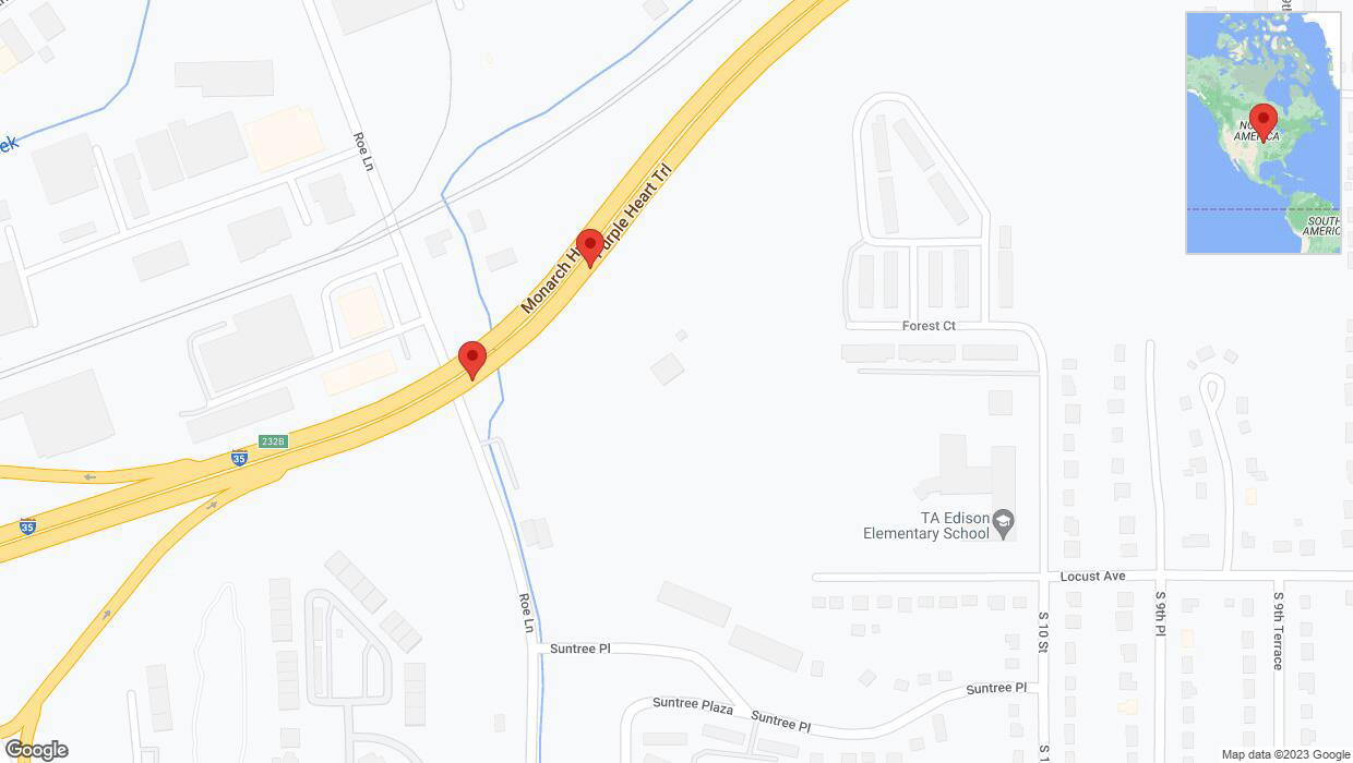A detailed map that shows the affected road due to 'Crash reported on northbound I-35 in Kansas City' on October 21st at 10:53 p.m.