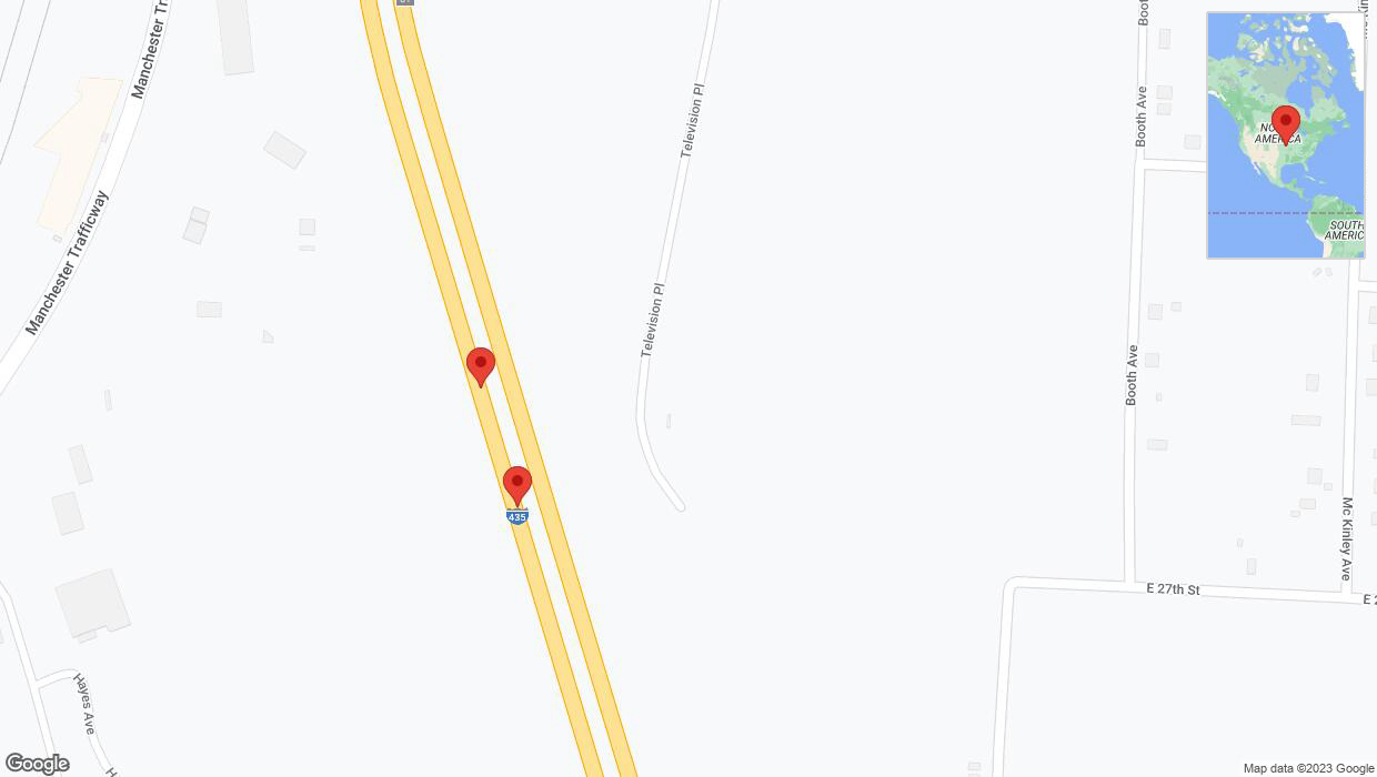 A detailed map that shows the affected road due to 'Broken down vehicle on southbound I-435 in Kansas City' on October 21st at 12:23 p.m.