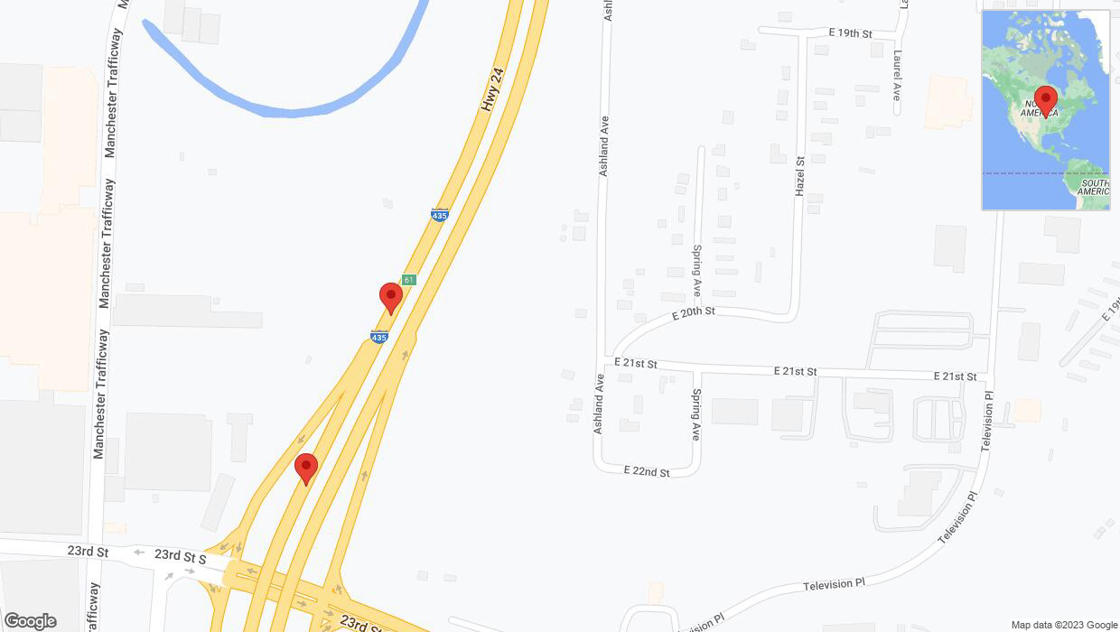 A detailed map that shows the affected road due to 'Broken down vehicle on southbound I-435 in Kansas City' on October 21st at 2:17 p.m.