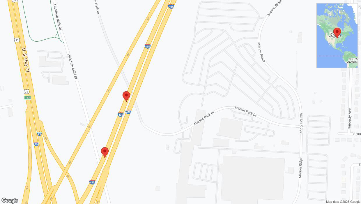 A detailed map that shows the affected road due to 'Broken down vehicle on southbound I-435 in Kansas City' on October 21st at 2:11 p.m.