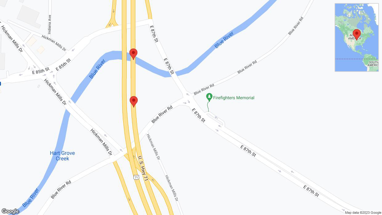 A detailed map that shows the affected road due to 'Broken down vehicle on northbound I-40/US-71 in Kansas City' on October 21st at 6:17 p.m.