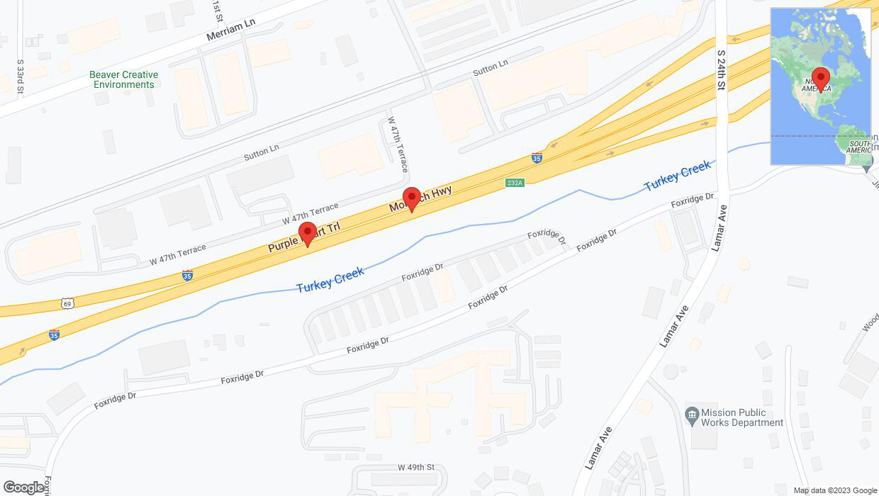 A detailed map that shows the affected road due to 'Broken down vehicle on northbound I-35 in Shawnee' on October 21st at 5:41 p.m.
