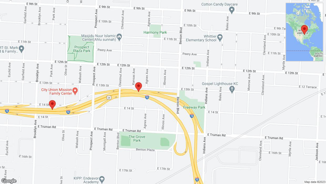 A detailed map that shows the affected road due to 'Kansas City: I-70 closed' on October 21st at 6:17 p.m.
