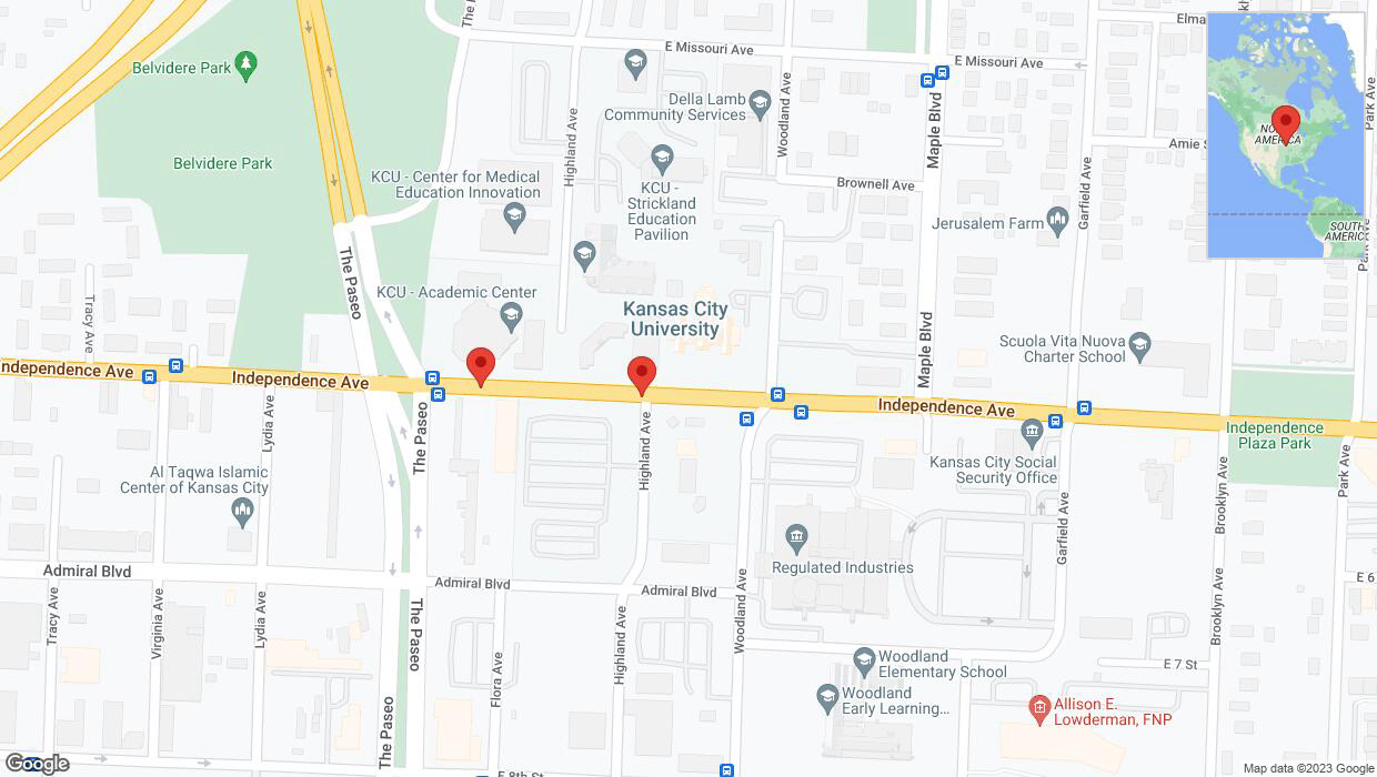A detailed map that shows the affected road due to 'Kansas City: Independence Avenue/US-24 closed' on October 21st at 11:47 p.m.