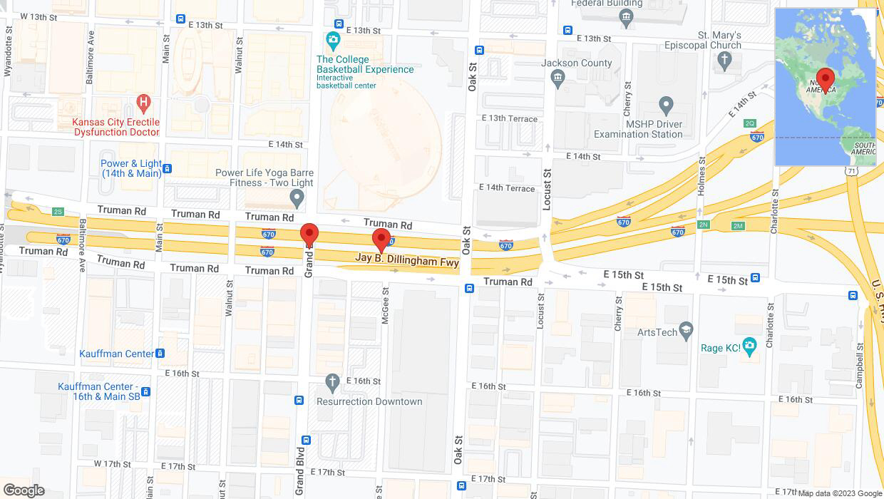A detailed map that shows the affected road due to 'Warning: Crash on eastbound I-670 in Kansas City' on October 22nd at 8:12 p.m.