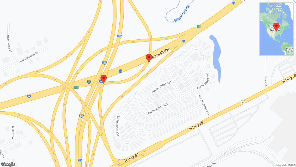 A detailed map that shows the affected road due to 'Reports of a crash on Interstate 435' on October 22nd at 11:30 p.m.