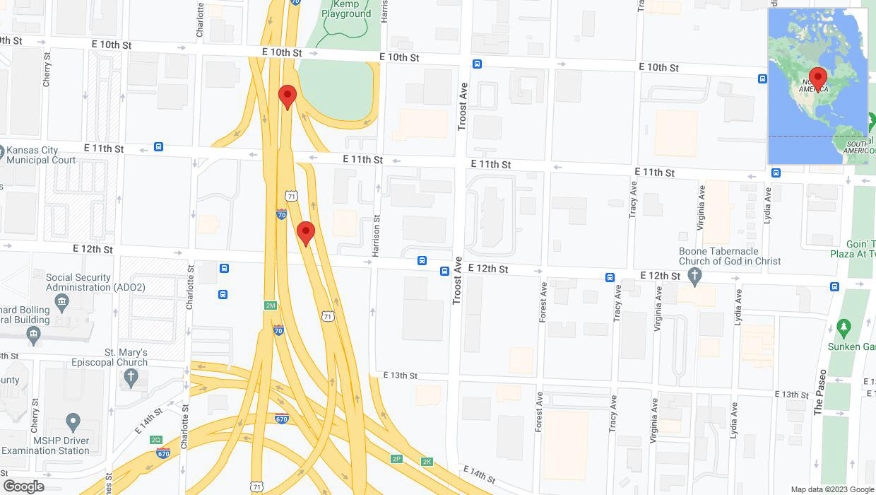 A detailed map that shows the affected road due to 'A crash has been reported on northbound US-71 North' on October 23rd at 1:30 p.m.