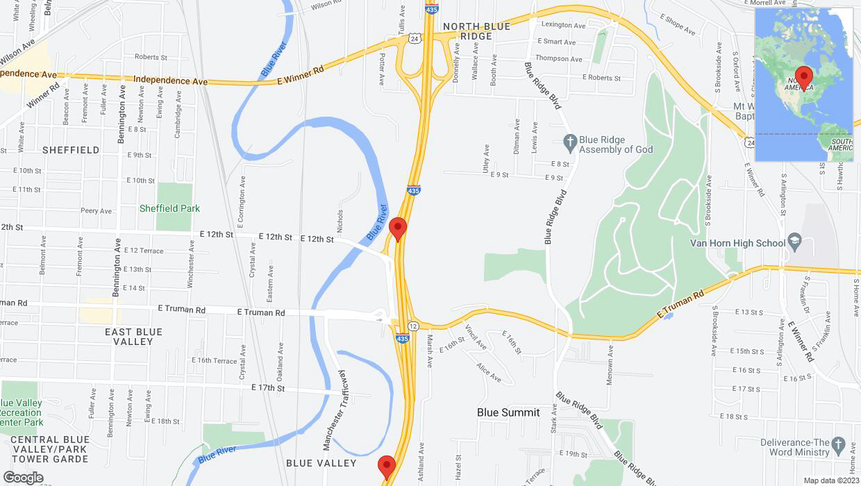 A detailed map that shows the affected road due to 'A crash has been reported on southbound I-435' on October 23rd at 4:36 p.m.