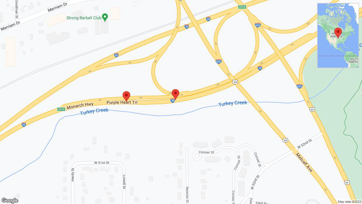 A detailed map that shows the affected road due to 'Broken down vehicle on northbound I-35 in Mission' on October 23rd at 5 p.m.