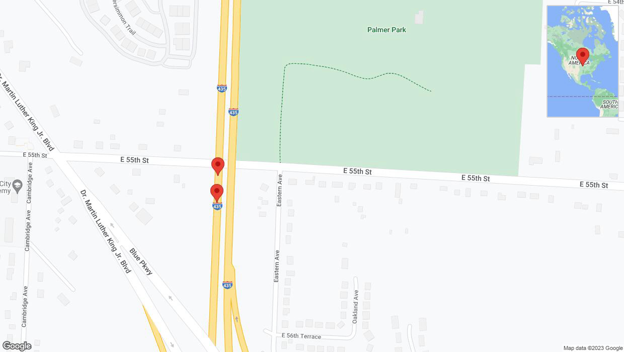 A detailed map that shows the affected road due to 'Broken down vehicle on southbound I-435 in Kansas City' on October 24th at 12:36 p.m.